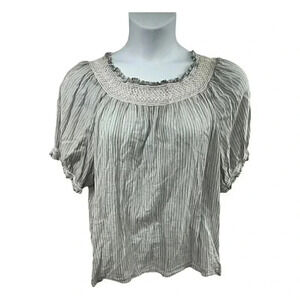 old navy short sleeve pin stripe women's blouse XL